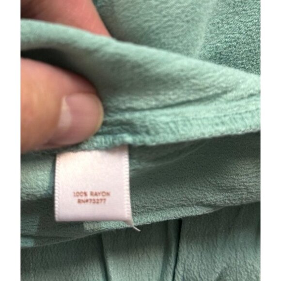 Lauren Conrad Seafoam Horizontal Stripe Short Sleeve Tie Back Blouse Size Large - Picture 6 of 6